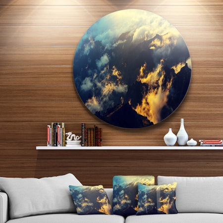 Sunset on Hill above Clouds - Disc Metal Artwork Landscape