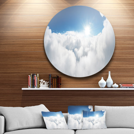 Blue Sky and Sun over Clouds - Contemporary Landscape Circle Wall Art