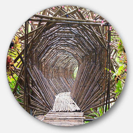 Bamboo Tunnel in the Garden - Landscape Disc Metal Artwork