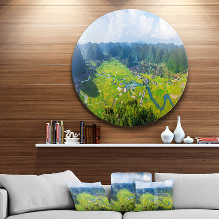 Rice Field Valley Vietnam Panorama - Landscape Disc Metal Wall Art