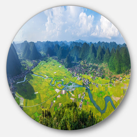 Rice Field Valley Vietnam Panorama - Landscape Disc Metal Wall Art