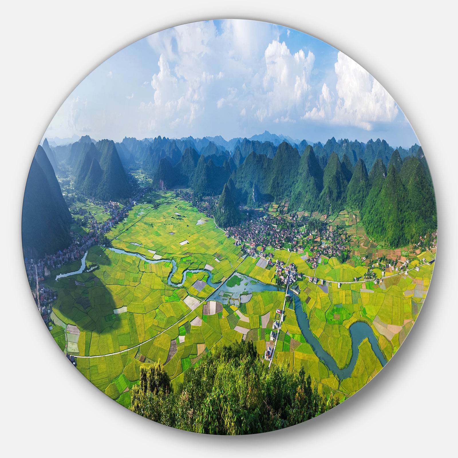 Rice Field Valley Vietnam Panorama - Landscape Disc Metal Wall Art