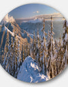 Winter Carpathians Panoramic View - Landscape Round Metal Wall Art