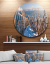 Winter Carpathians Panoramic View - Landscape Round Metal Wall Art