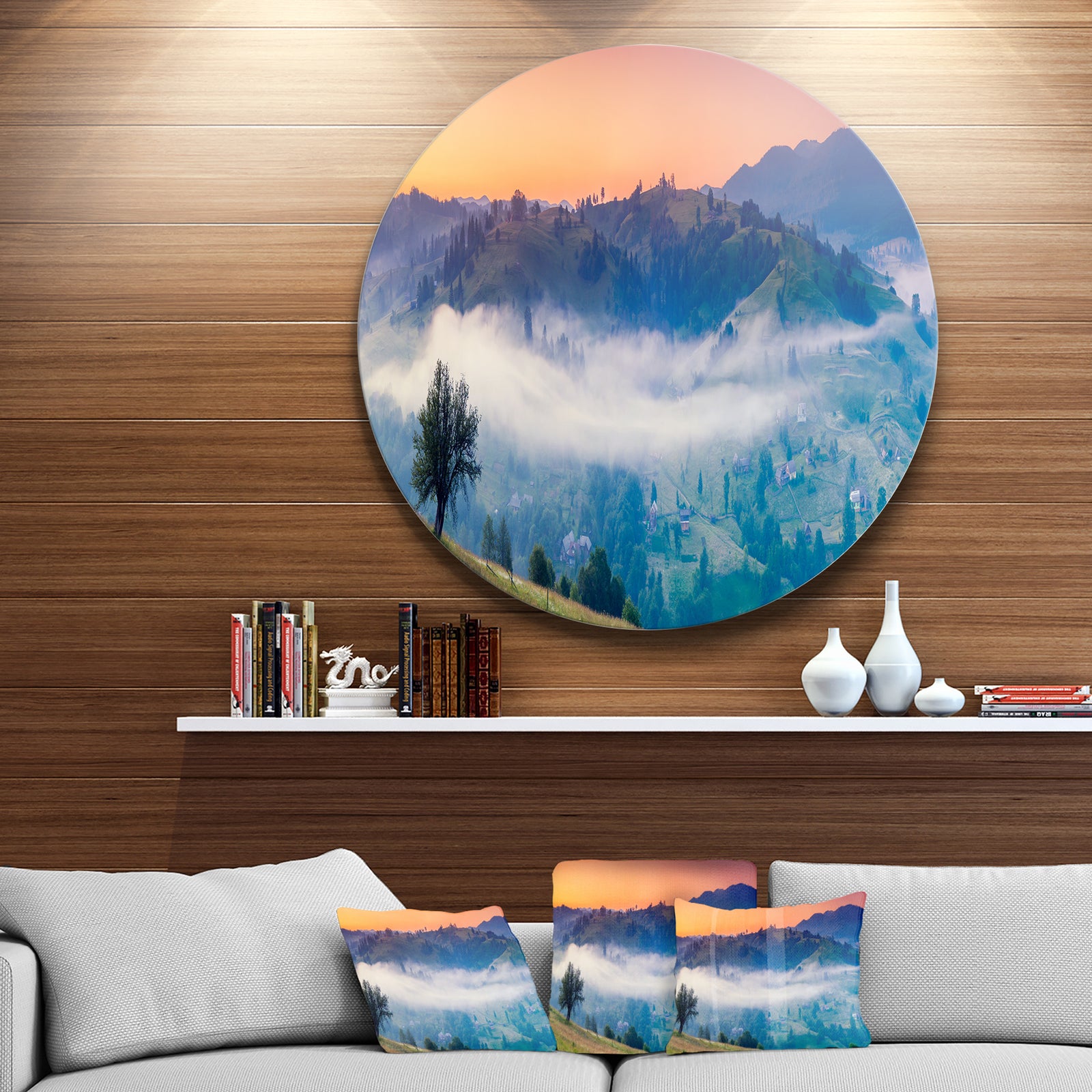 Fantastic Blue Mountains Panorama - Landscape Disc Metal Artwork