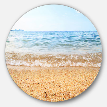 Blue Seashore with Pebble Stones - Modern Seascape Circle Wall Art
