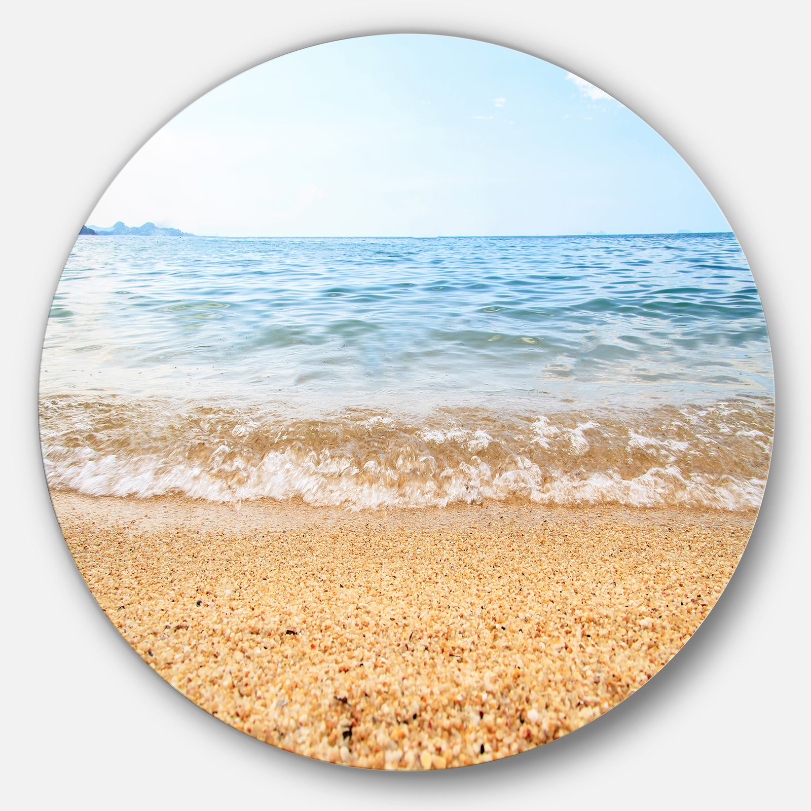 Blue Seashore with Pebble Stones - Modern Seascape Circle Wall Art