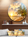 Gorgeous Beach of Island Barbados - Modern Seascape Circle Wall Art