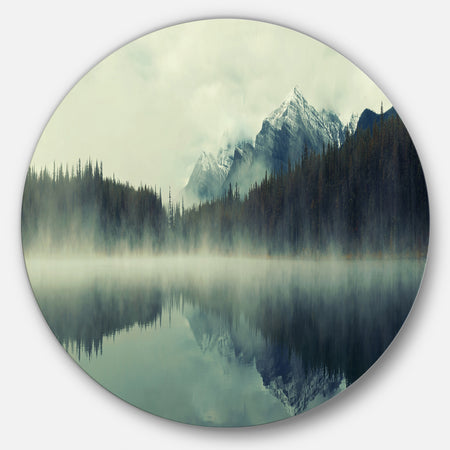 Lake Herbert in Foggy Morning - Modern Seascape Disc Metal Wall Art