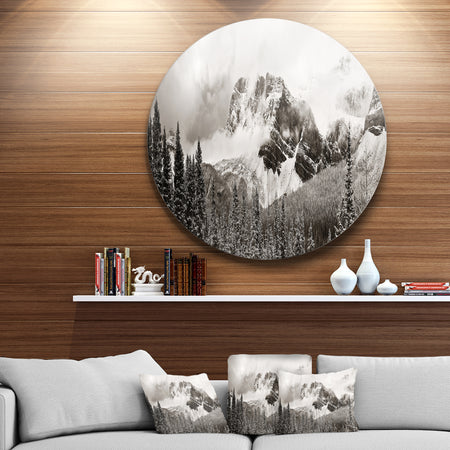 Snow Capped Hills and Bow Lake - Landscape Disc Metal Artwork