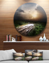 Muddy Countryside Roads under Dark Clouds - Landscape Disc Metal Wall Art