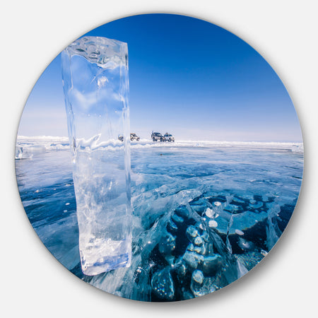 Blue Ice under Bright Sky - Landscape Large Disc Metal Wall art