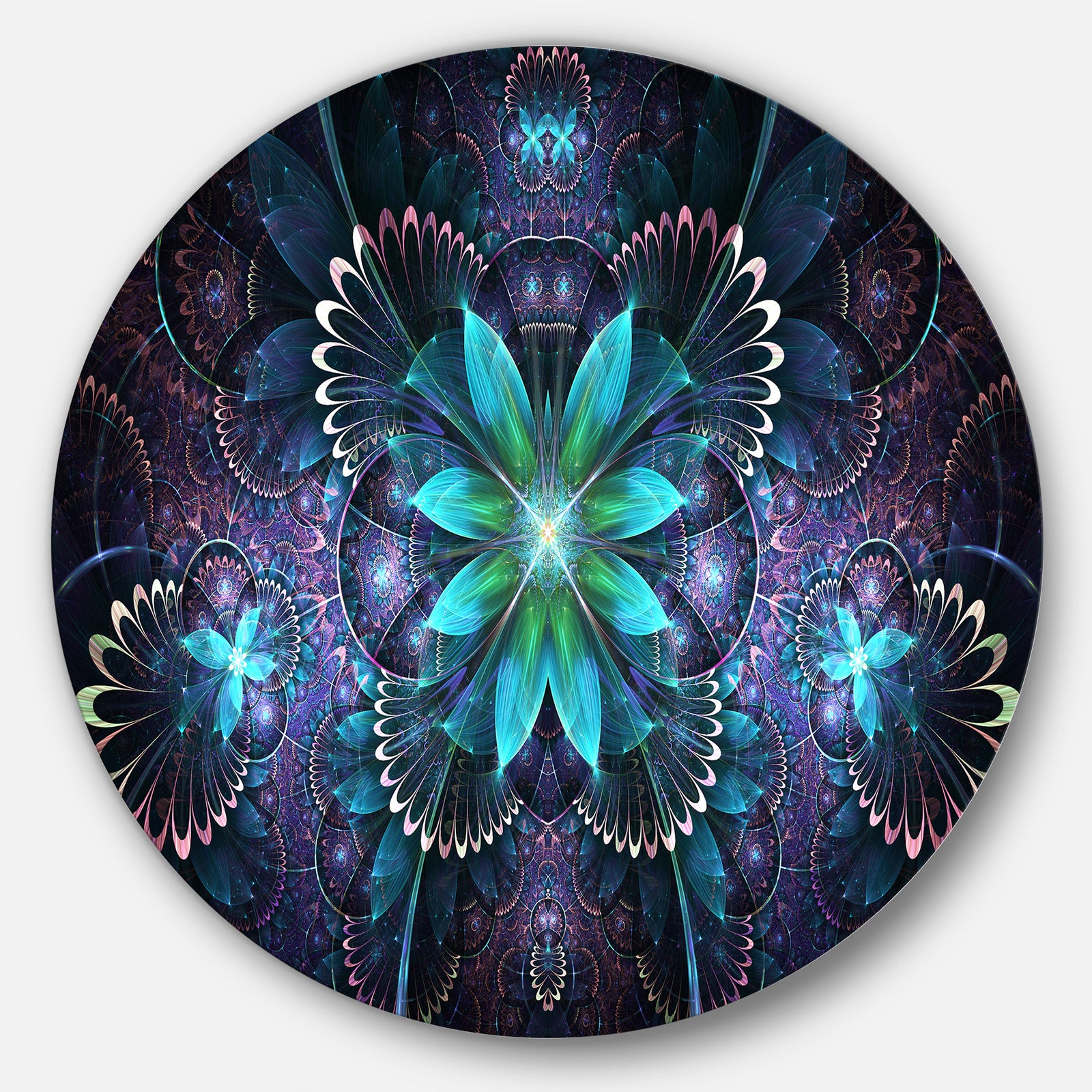 Fractal Flower Blue Digital Art - Flower Circle Wall Art