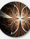 Fractal Flower Brown Black Digital Art - Floral Round Metal Wall Art