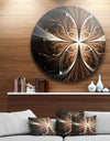 Fractal Flower Brown Black Digital Art - Floral Round Metal Wall Art