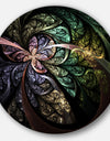 Brown Blue Fractal Flower Digital Art - Floral Disc Metal Wall Art