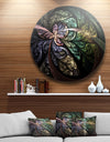 Brown Blue Fractal Flower Digital Art - Floral Disc Metal Wall Art