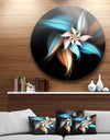 Blue Brown Digital Art Fractal Flower - Floral Large Circle Metal Wall art