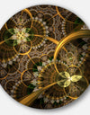 Dark Green Gold Digital Art Fractal Flower - Floral Circle Wall Art