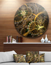 Dark Green Gold Digital Art Fractal Flower - Floral Circle Wall Art