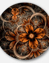 Dark Orange Digital Art Fractal Flower - Floral Round Wall Art