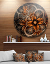 Dark Orange Digital Art Fractal Flower - Floral Round Wall Art