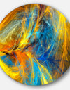 Gold and Blue Psychedelic Pattern - Abstract Round Metal Wall Art