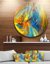 Gold and Blue Psychedelic Pattern - Abstract Round Metal Wall Art