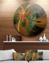 Symmetrical Orange Digital Fractal Flower - Modern Floral Disc Metal Artwork