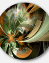 Symmetrical Orange Green Fractal Flower - Modern Floral Circle Wall Art