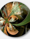 Orange and Green Fractal Flower - Modern Floral Circle Wall Art