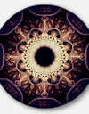 Rounded Symmetrical Yellow Fractal Flower - Modern Floral Large Disc Metal Wall art