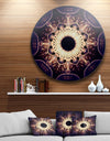 Rounded Symmetrical Yellow Fractal Flower - Modern Floral Large Disc Metal Wall art