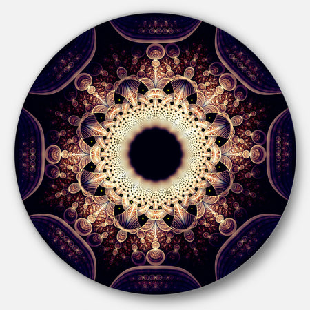 Rounded Symmetrical Yellow Fractal Flower - Modern Floral Large Disc Metal Wall art