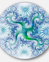 Light Blue and Green Fractal Design - Abstract Disc Metal Artwork