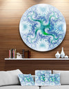 Light Blue and Green Fractal Design - Abstract Disc Metal Artwork
