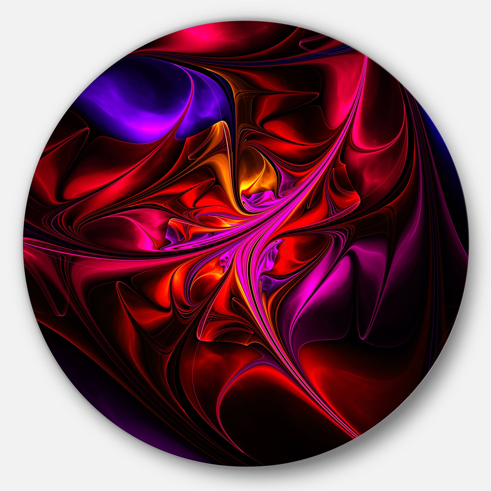 Multi-Colored Magenta Stained Glass - Floral Circle Wall Art