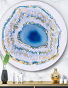 Golden Blue Agate - Glam Round Circle Metal Wall Decor Panel