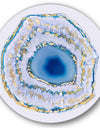 Golden Blue Agate - Glam Round Circle Metal Wall Decor Panel