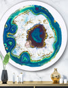 Crystal Blue Golden Agate - Modern Round Circle Metal Wall Decor Panel