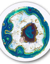 Crystal Blue Golden Agate - Modern Round Circle Metal Wall Decor Panel