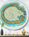 Volcanoa Blue And Gold Agate - Modern Round Circle Metal Wall Decor Panel
