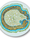 Volcanoa Blue And Gold Agate - Modern Round Circle Metal Wall Decor Panel