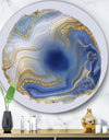 Ocean Blue Golden Jasper Agate I - Glam Round Circle Metal Wall Decor Panel