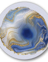 Ocean Blue Golden Jasper Agate I - Glam Round Circle Metal Wall Decor Panel