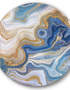 Ocean Blue Golden Jasper Agate II - Modern Round Circle Metal Wall Decor Panel