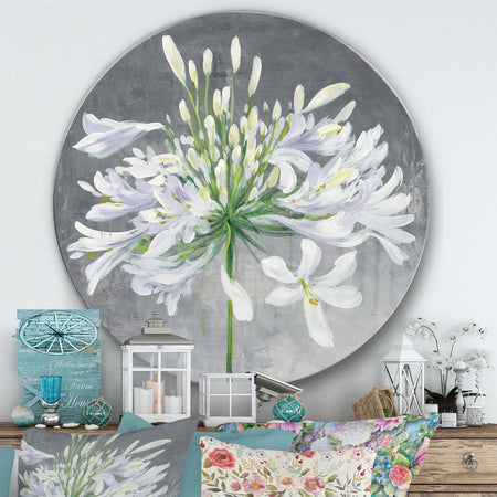 Flower Cleome Splash I - Farmhouse Metal Circle Wall Art