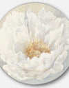 White Serene Peony - Farmhouse Metal Circle Wall Art