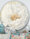 White Serene Peony - Farmhouse Metal Circle Wall Art