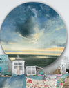 Blue Coastal Sunrise - Farmhouse Metal Circle Wall Art